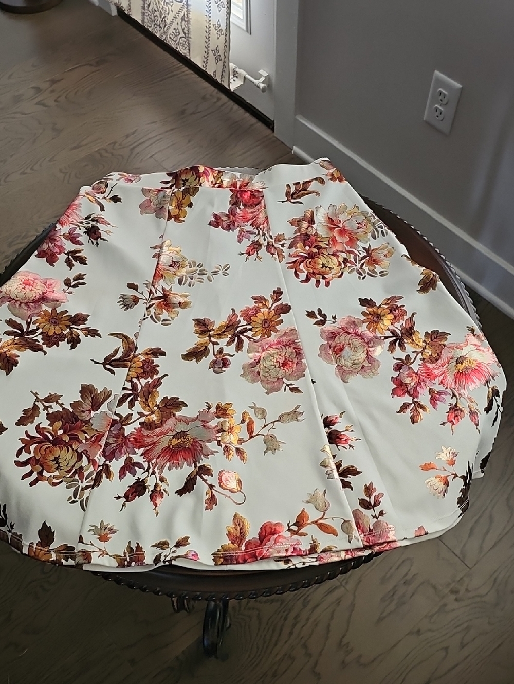 Sami & Jo Cream Floral Circle Skirt with Pink & Brown Blooms